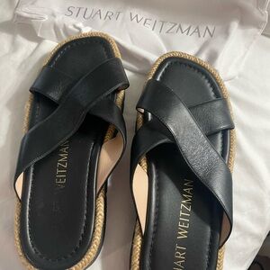 Stuart Weitzman Black Leather Sandals